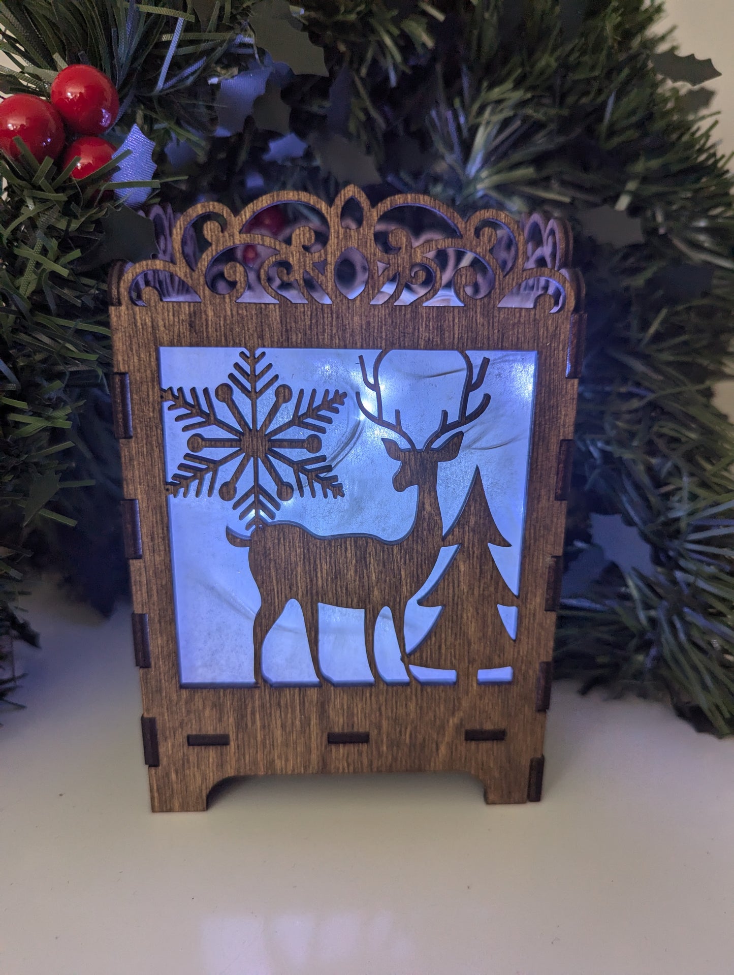 Christmas- Personalized Christmas Lantern – Reindeer Design