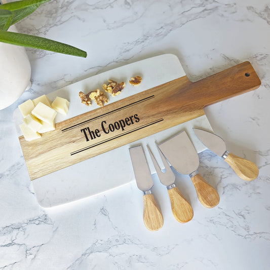 Board- Personalized Marble & Wood Charcuterie Board