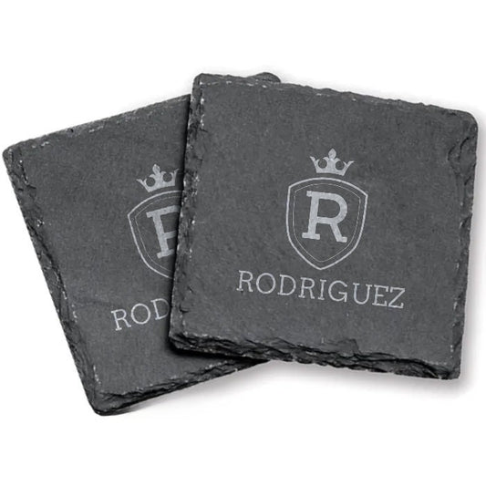 Coaster- Personalized Stone Coaster Set with Wooden Box