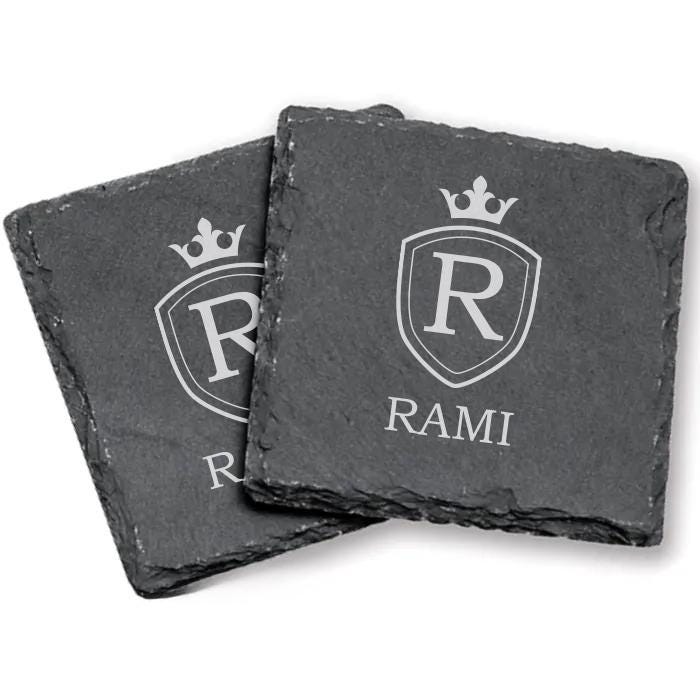 Coaster- Personalized Stone Coaster Set with Wooden Box